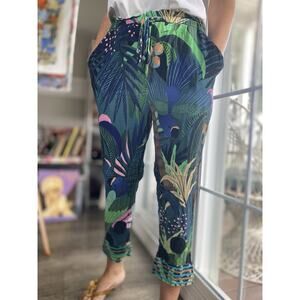 Farm Rio for Anthropologie Tropique Embroidered Pants Medium
